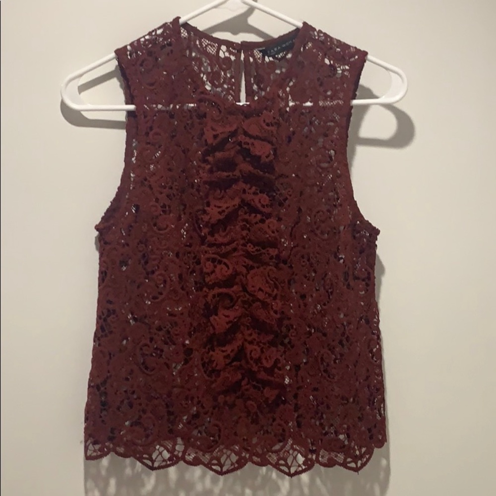Burgundy Lace Top